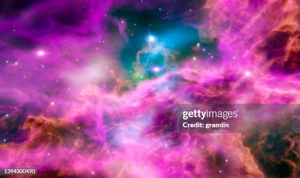 distant nebula in far away galaxy - colorful space nebula stock pictures, royalty-free photos & images