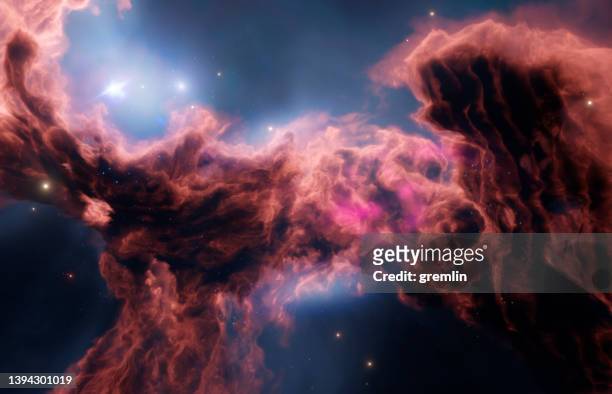 distant nebula in far away galaxy - natuurkunde stockfoto's en -beelden