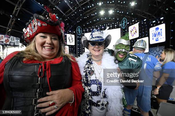 Fans pose prior to round one of the 2022 NFL Draft on April 28, 2022 in Las Vegas, Nevada.