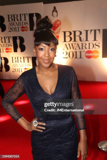 Angellica Bell attends the red carpet during The BRIT Awards 2011 at The O2 on February 15, 2011 in London, England.