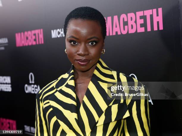 Danai Gurira poses at the opening night of "MacBeth" on Broadway at The Longacre Theatre on April 28, 2022 in New York City.