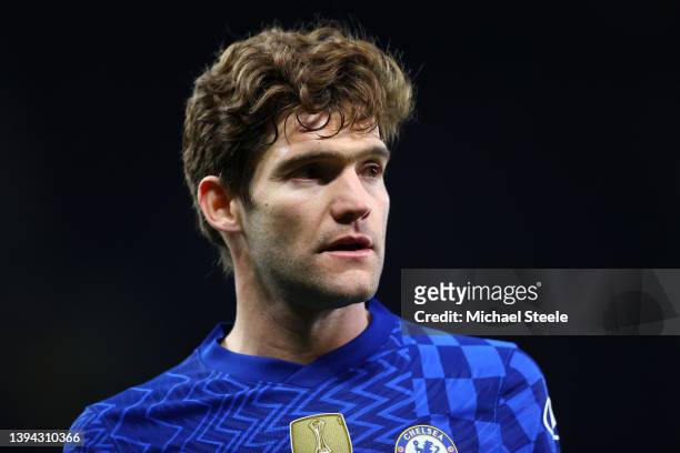 Marcos Alonso of Chelsea during the Premier League match between Manchester United and Chelsea at Old Trafford on April 28, 2022 in Manchester,...