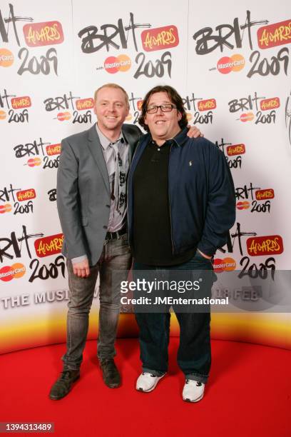 Simon Pegg and Nick Frost attend The BRIT Awards, Earls Court 1, London, UK, Wednesday 18 February 2009.
