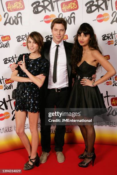 Alexa Chung, Rick Edwards and Jameela Jamil attend The BRIT Awards, Earls Court 1, London, UK, Wednesday 18 February 2009.