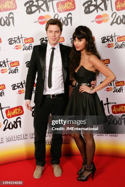 Rick Edwards and Jameela Jamil attend The BRIT Awards, Earls Court 1, London, UK, Wednesday 18 February 2009.