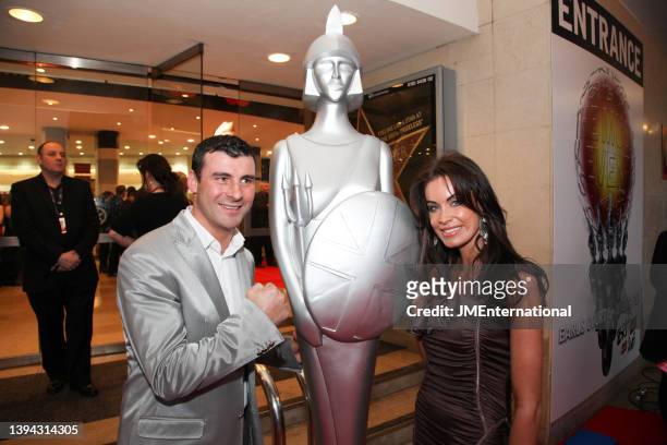 Joe Calzaghe and Jo-Emma Larvin attend the red carpet during The BRIT Awards, Earls Court 1, London, UK, Wednesday 18 February 2009.