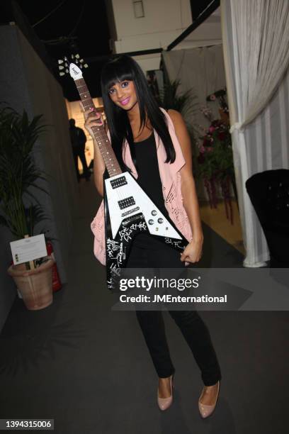 Alesha Dixon backstage Gibson Guitar signing during The BRIT Awards 2009 at Earls Court 1 on February 18, 2009 in London, England.
