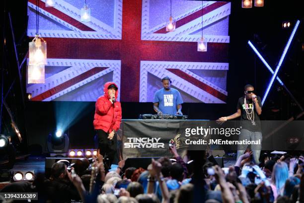Dappy and Tinchy Stryder perform at The BRIT Awards 2010 Launch, The Indigo O2, London, UK, Monday 18 January 2010.