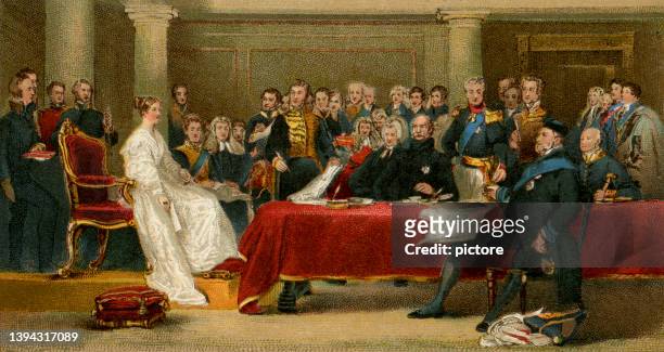 queen victoria (xxxl with lots of details) - finance ministers meeting continues stock illustrations