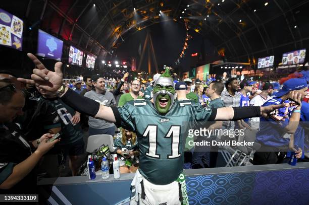 Philadelphia Eagles fan Jamie Pagliei poses during round one of the 2022 NFL Draft on April 28, 2022 in Las Vegas, Nevada.