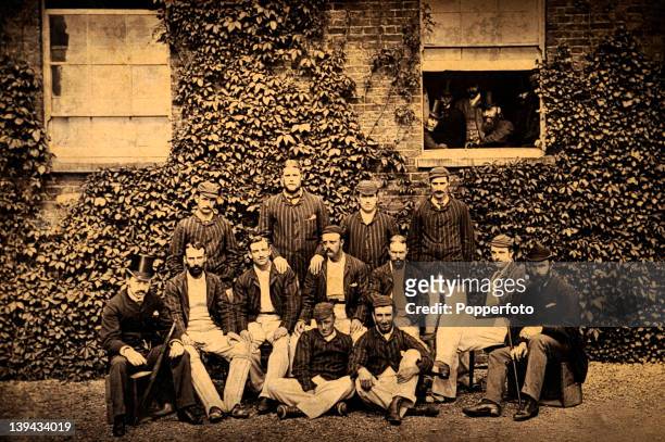 The Australia cricket team during their tour of England in 1882. Back row : H.H.Massie, G.J.Bonner, S.P.Jones, F.R.Spofforth. Seated: C.W.Beal ,...