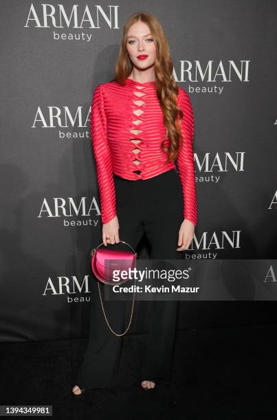 Larsen Thompson attends Armani Beauty Celebrates Tessa Thompson on April 28, 2022 in Culver City, California.