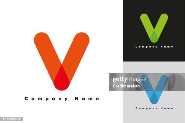 colorful letter v vector logo design - letter v stock illustrations