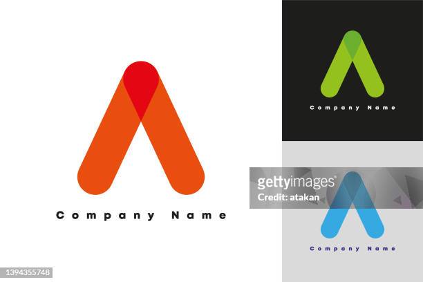 colorful letter a vector logo design - letter a typography stock illustrations