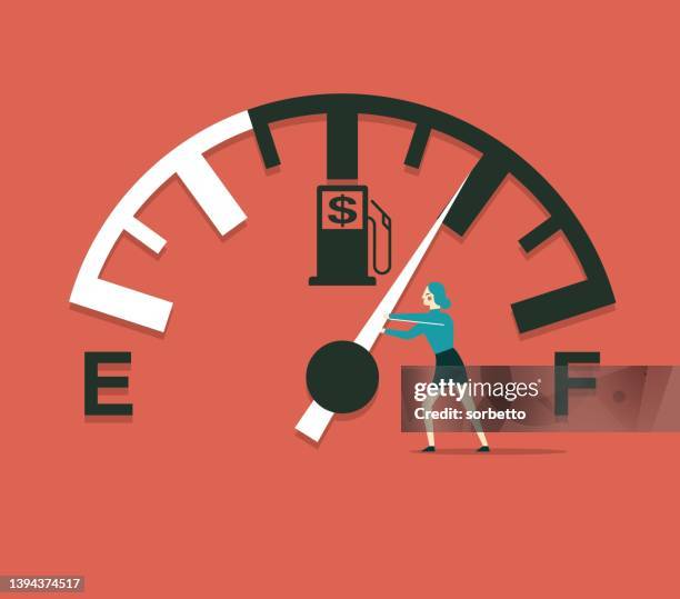 bildbanksillustrationer, clip art samt tecknat material och ikoner med fuel gauge indicator meter - businesswoman - barometer