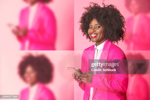 confident female pink portrait - hot pink imagens e fotografias de stock