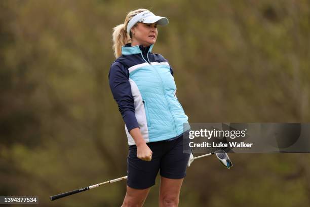 Carly Booth in action during The Rose Ladies Series at Bearwood Lakes Golf Club on April 28, 2022 in Wokingham, England.