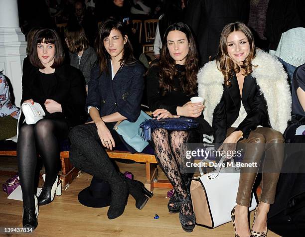 Alexandra Roach, Caroline Sieber, Tallulah Harlech and Olivia Palermo attend the Anya Hindmarch Autumn/Winter 2012 Presentation during London Fashion...