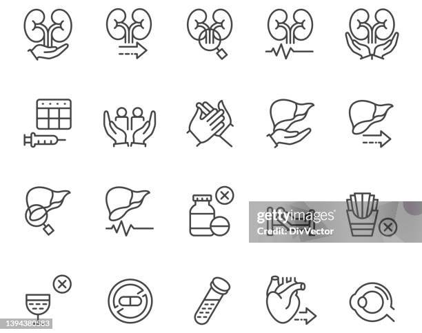 ilustrações de stock, clip art, desenhos animados e ícones de organ transplantation icon set - rim órgão interno