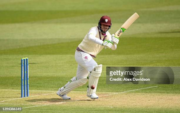 Steve Davies of Somerset hits runs during the LV= Insurance County Championship match between Somerset and Warwickshire at The Cooper Associates...