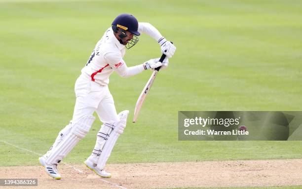 Josh Bohannon of Lancashire bats during the LV= Insurance County Championship match between Hampshire and Lancashire at The Ageas Bowl on April 29,...