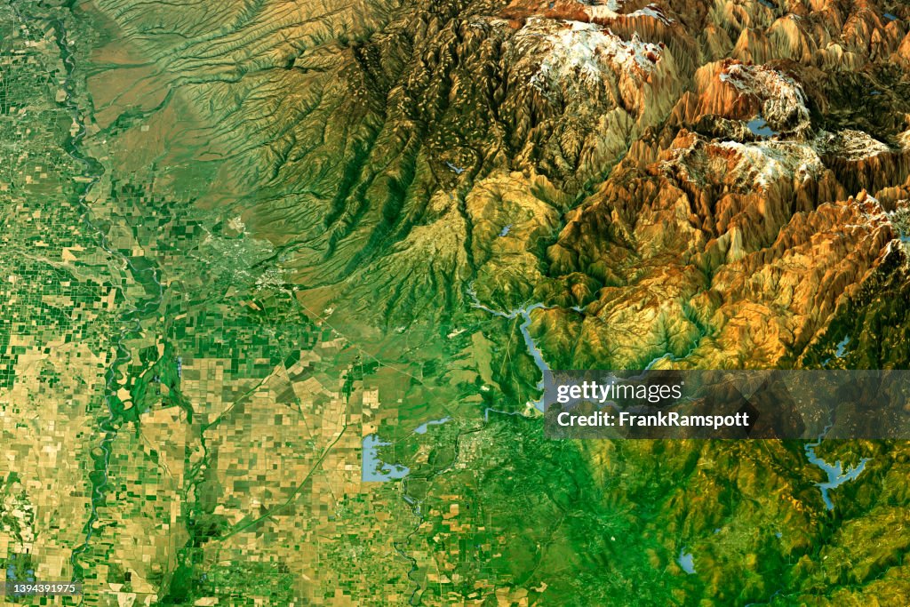 Butte County Satellite Image Topographic 3D View