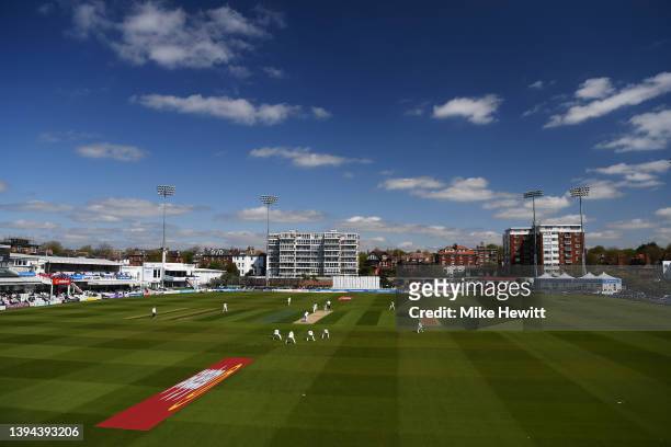 General view during the LV= Insurance County Championship match between Sussex and Durham at The 1st Central County Ground on April 29, 2022 in Hove,...