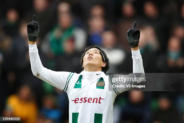 Suk Hyun-Jun of FC Groningen during the Dutch Eredivisie match between FC Groningen and PSV Eindhoven at the Euroborg on February 19, 2012 in...