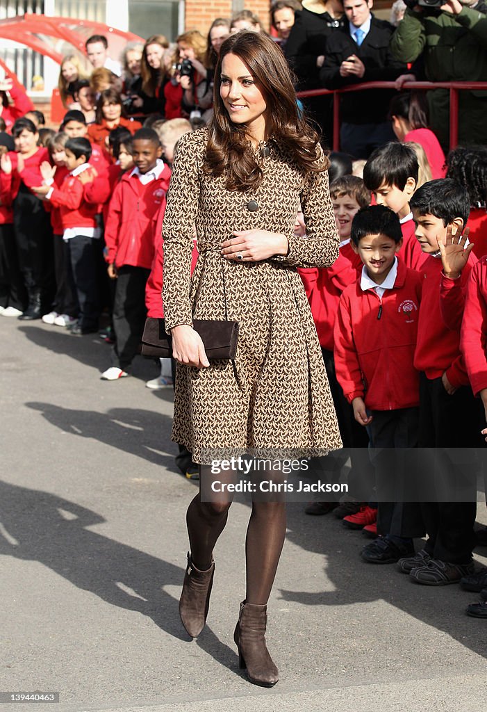 The Duchess Of Cambridge Visits Rose Hill Primary School