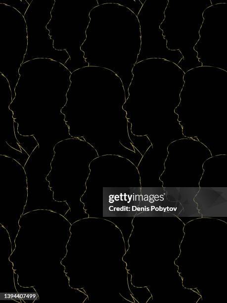hand-drawn abstract seamless pattern - silhouettes of people. - man portrait plain background stock illustrations