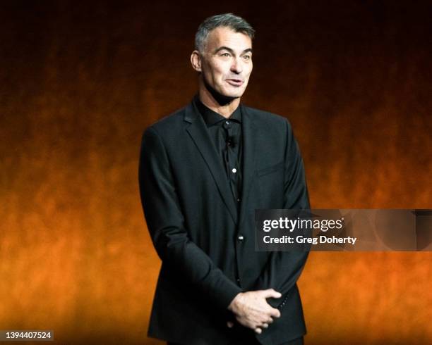 Director Chad Stahelski presents the movie "John Wick: Chapter 4" during Lionsgate exclusive presentation at Caesars Palace during CinemaCon 2022,...