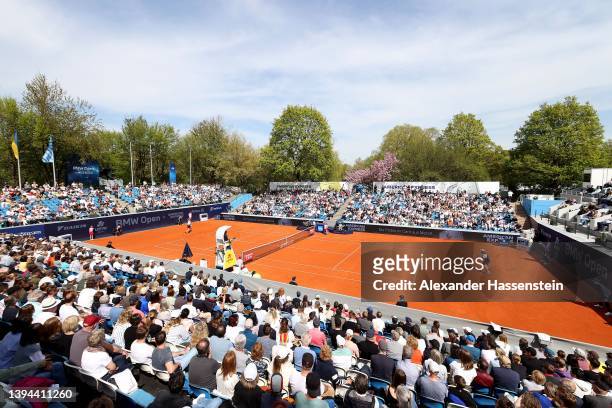 General view of the Center Court during the quater-final match between Botic van de Zandschlup of Netherlands and Casper Ruud of Norway on day seven...