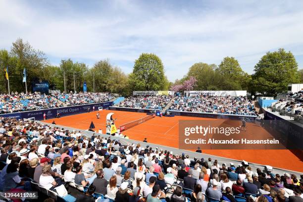 General view of the Center Court during the quater-final match between Botic van de Zandschlup of Netherlands and Casper Ruud of Norway on day seven...