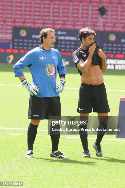 Cesar Sanchez and Xabi Prieto during the LaLiga Ambassadors vs. Platinum Awards charity match held at the Wanda Metropolitano on April 29 in Madrid,...