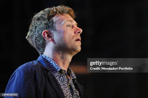 Singer Damon Albarn of the British musical group Blur performs live during a concert at the Rock festival in Rome, at the Capannelle Hippodrome. Rome...