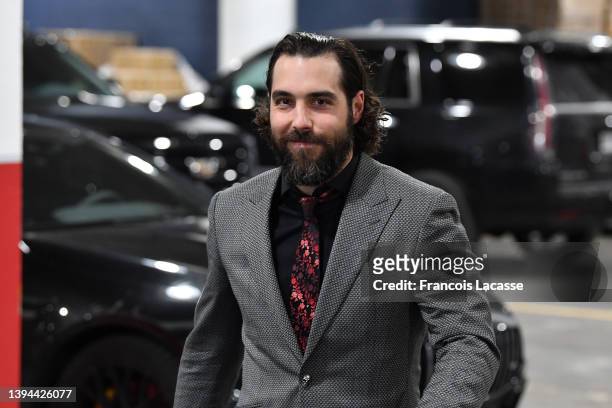 Mathieu Perreault of the Montreal Canadiens arrives for the game against the Boston Bruins in the NHL game at the Bell Centre on April 24, 2022 in...