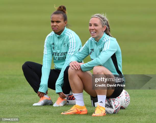 Jason Nobbs of Arsenal during the Arsenal Women's training session at London Colney on April 29, 2022 in St Albans, England.