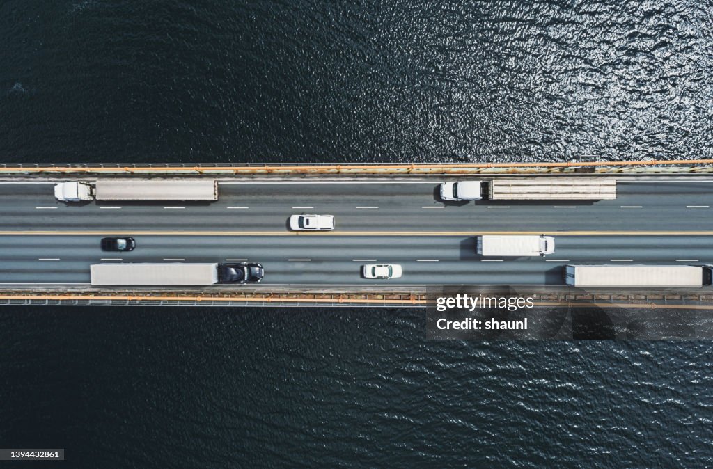 Semi Trucks on Bridge