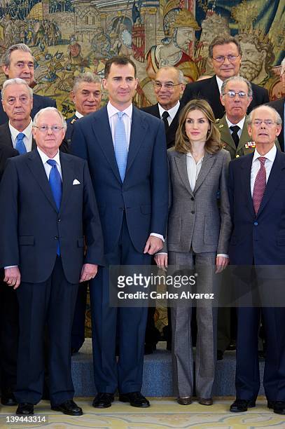 Prince Felipe of Spain and Princess Letizia of Spain attend several audiences at Zarzuela Palace on February 21, 2012 in Madrid, Spain.