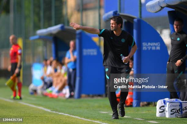 Head Coach Cristian Chivu of FC Internazionale gestures during the Primavera 1 match between FC Internazionale U19 and Spal U19 at Suning Youth...