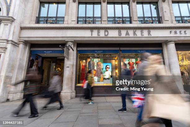 General views of the Ted Baker store on Regents Street on April 29, 2022 in London, England.