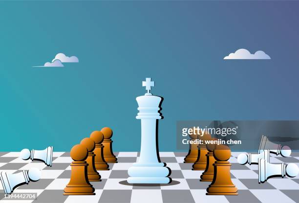 chess game,defeat your opponent,encirclement and annihilation leader - chess board stock illustrations