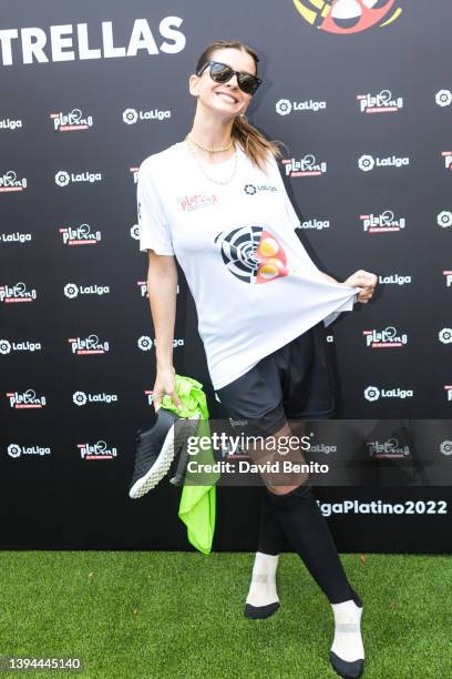 China Suarez attends a charity football match to raise funds for Ucrania at Wanda Metropolitano Stadium on April 29, 2022 in Madrid, Spain. The...