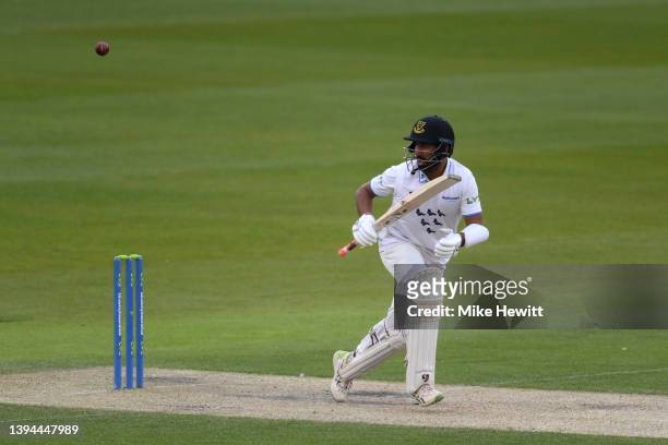 Cheteshwar Pujara of Sussex in action during the LV= Insurance County Championship match between Sussex and Durham at The 1st Central County Ground...