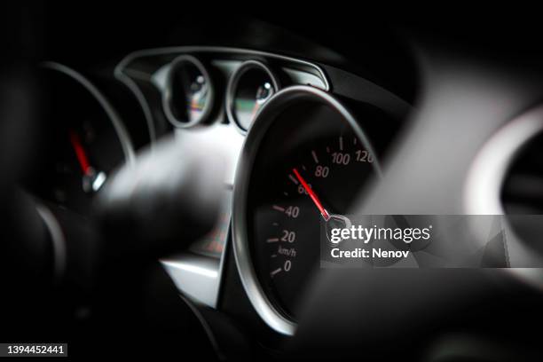 dashboard instruments displaying various car and engine conditions - mileometer stock pictures, royalty-free photos & images