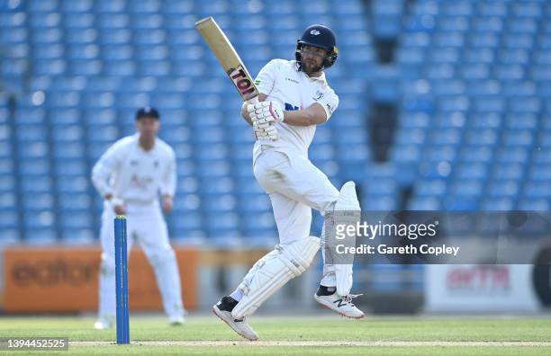 Dawid Malan of Yorkshire bats during the LV= Insurance County Championship match between Yorkshire and Kent at Headingley on April 29, 2022 in Leeds,...