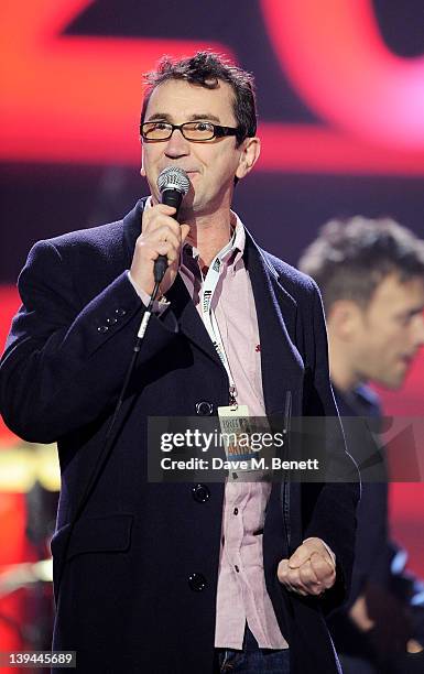 Phil Daniels performs during a dress rehearsal at the BRIT Awards 2012 held at O2 Arena on February 21, 2012 in London, England.