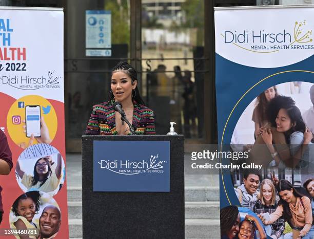 Singer Jhene Aiko accepts the Mental Health is Health Ambassador Award at Didi Hirsch and the city of Los Angeles honor Jhene Aiko and proclaim May...