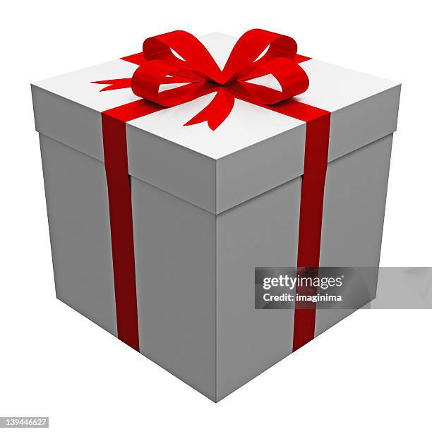 gift box (with clipping path) - white square box stock pictures, royalty-free photos & images