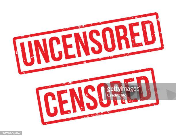 stockillustraties, clipart, cartoons en iconen met uncensored and censored stamps - denial
